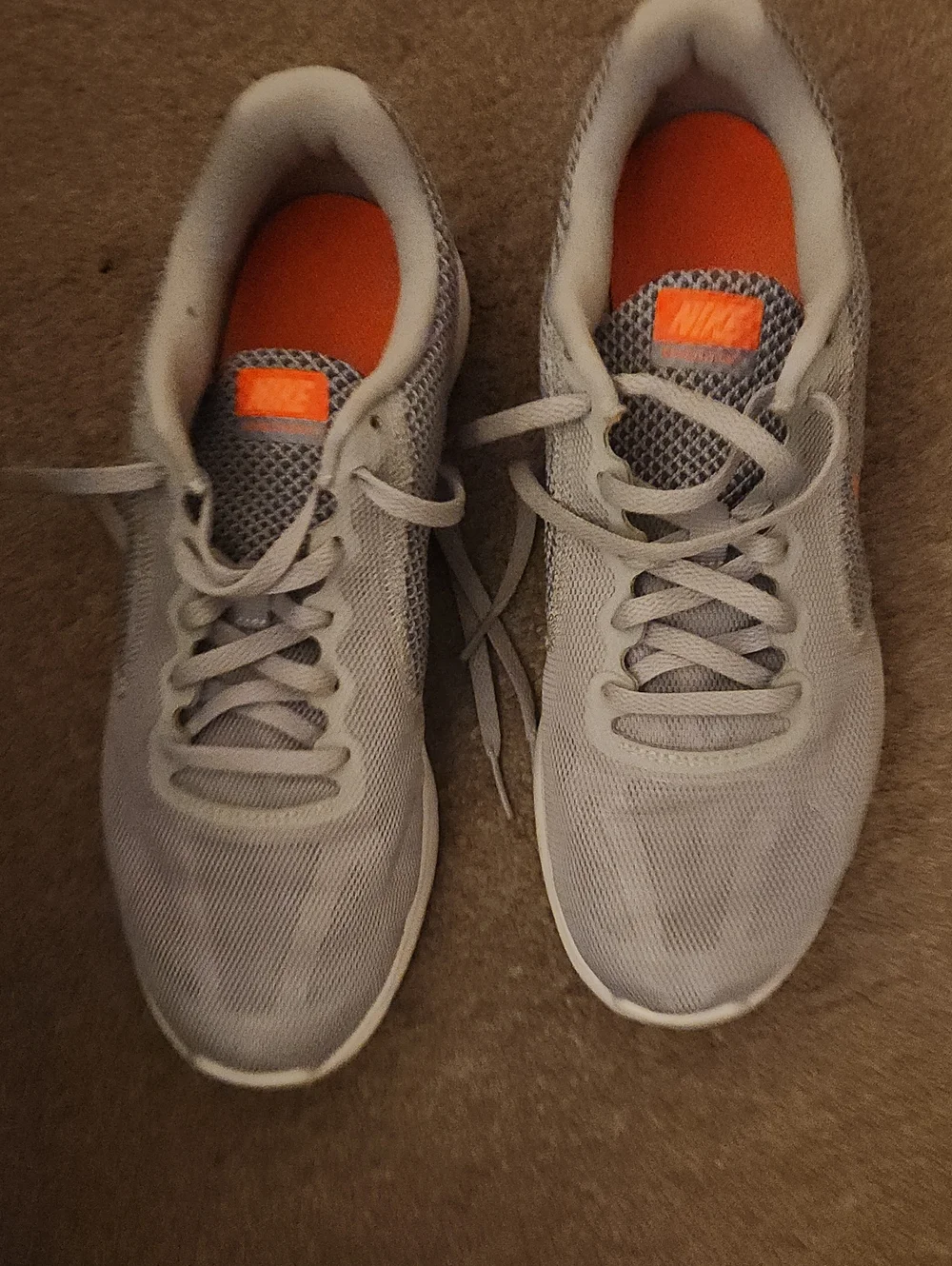Nike Light Gray Mesh Sneakers with Orange Insoles
